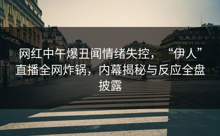 网红中午爆丑闻情绪失控，“伊人”直播全网炸锅，内幕揭秘与反应全盘披露