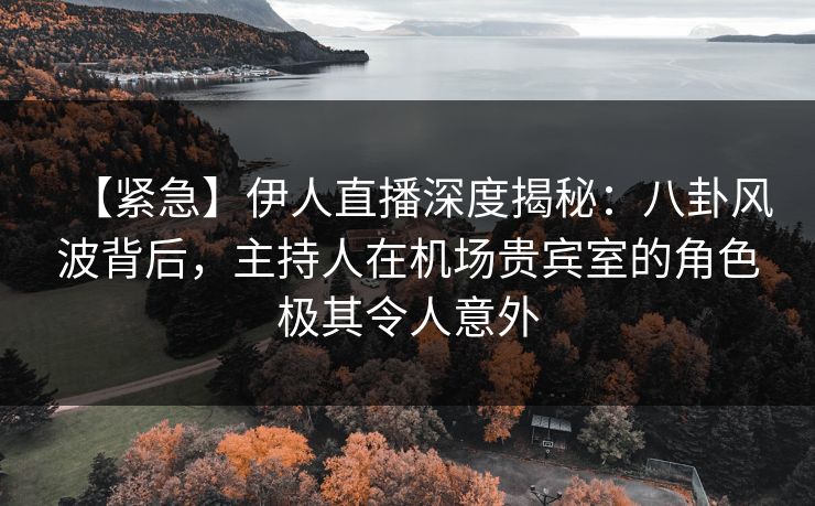 【紧急】伊人直播深度揭秘：八卦风波背后，主持人在机场贵宾室的角色极其令人意外
