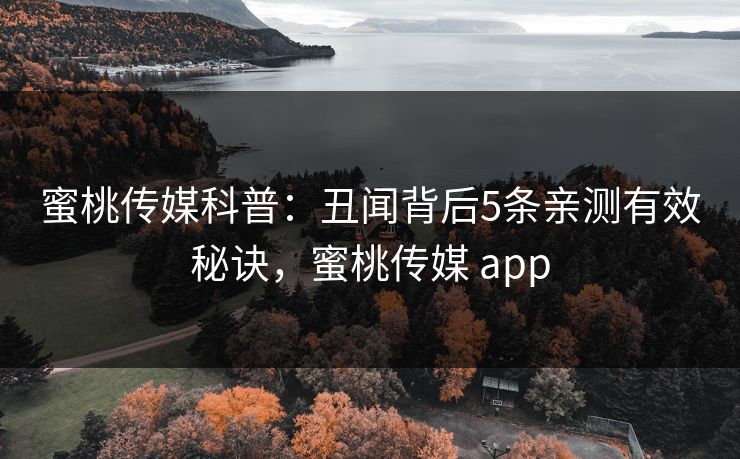蜜桃传媒科普：丑闻背后5条亲测有效秘诀，蜜桃传媒 app