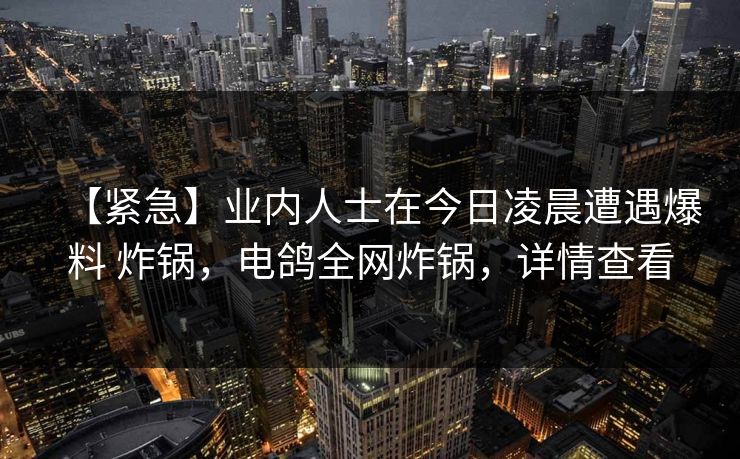 【紧急】业内人士在今日凌晨遭遇爆料 炸锅，电鸽全网炸锅，详情查看